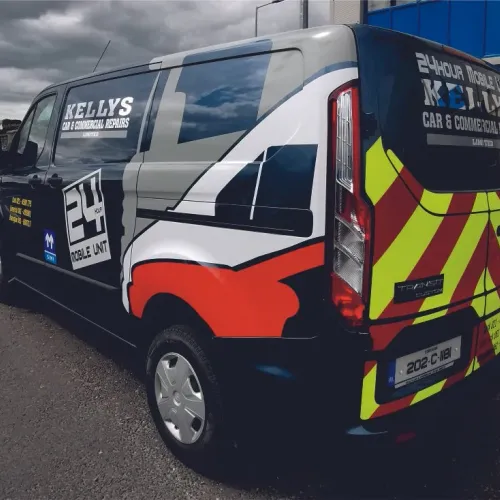 Commercial truck with full fleet branding