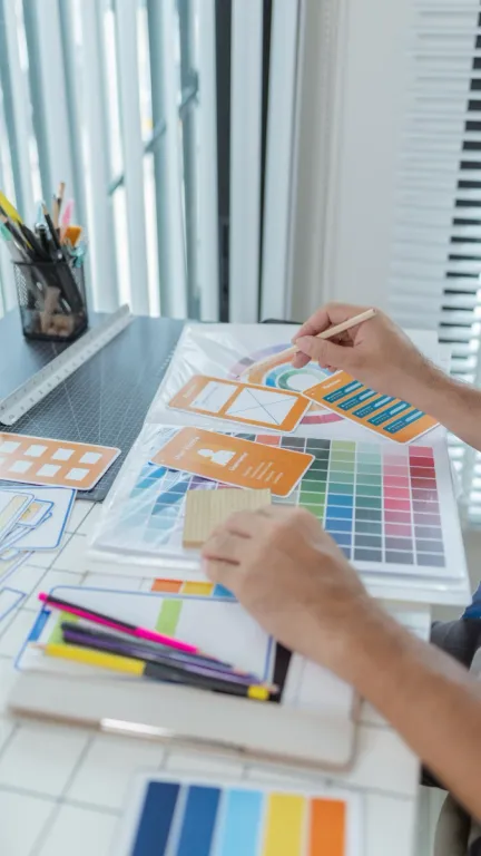 Designer preparing large-format artwork