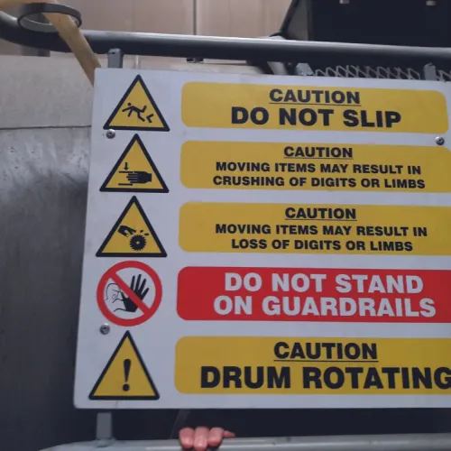 Close-up of safety signage
